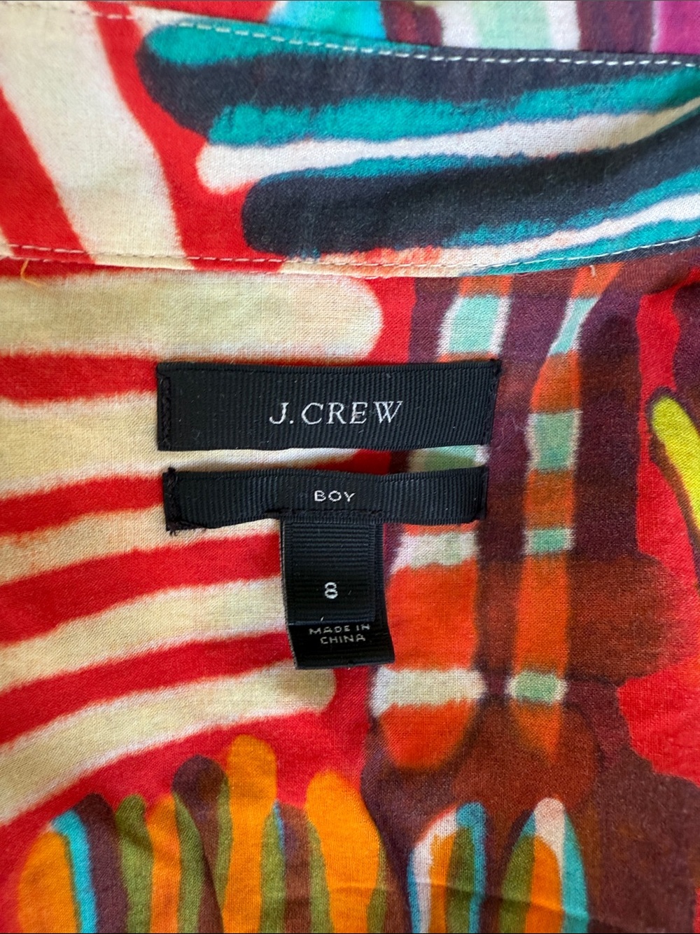 J. Crew Multicolor Brushstroke Button-Down Shirt — Red, Turquoise, Yellow